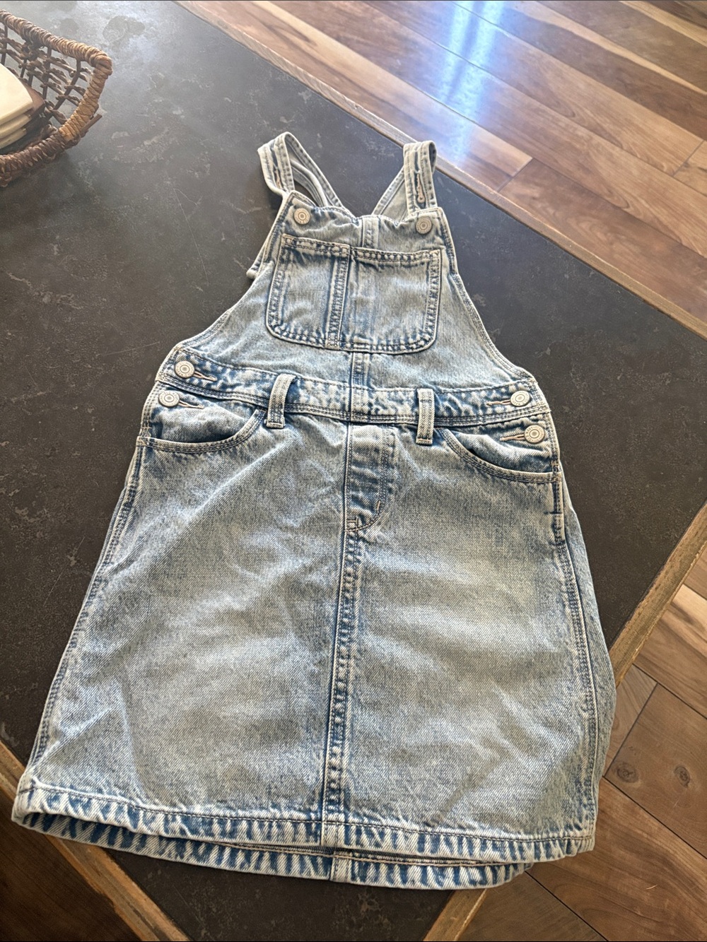 Old Navy Girls Light Wash Denim Overall Dress